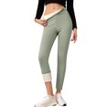 thumbnail image 2 of HKYNLAG Fleece Lined Leggings Women Thermal Thick Winter Warm High Waisted Tummy Control Soft Snow Pants Khaki M, 2 of 3
