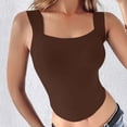 thumbnail image 4 of Women Built-in Bra Tank Tops BWASD Casual Strechy Slim Fit Sleeveless Shirts Adjustabl Shelf Bra Cami Padded Workout Outdoor Sport Tops Summer S-4XL Brown, 4 of 9