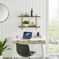 thumbnail image 4 of Danya B. Two-Tier Warm Gold and Washed Oak Brown Metal Hanging Bracket Wall Mounted Shelf, 4 of 11