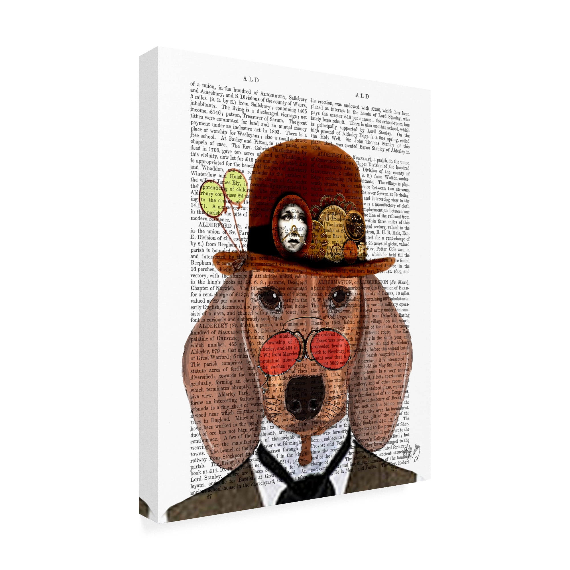 Trademark Fine Art 'Dachshund With Steampunk Bowler Hat' Canvas Art by Fab Funky