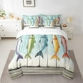 thumbnail image 2 of Erosebridal Colorful Fish Bed in a Bag King size, Hunting and Fishing Theme Comforter Sets with Sheets, Reversible 7-Piece, 2 of 5