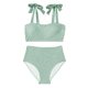thumbnail image 4 of Trajes de baño para mujer, traje de baño de bikini de tirantes sin espalda de color liso para mujer, conjunto de bikini con bloques de color y hombros descubiertos, trajes de baño para mujer, trajes d, 4 of 4