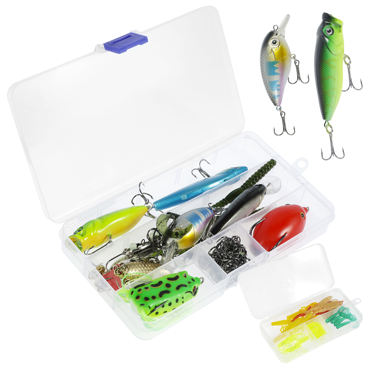 164Pcs Fishing Lure Set for Beginners Soft and Hard Lure Baits Set