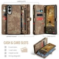 thumbnail image 6 of Dteck 2 in 1 Detachable for Samsung Galaxy S25 Edge Wallet Case with Card Holder, Shockproof Retro Premium Flip Leather Cover Magnetic Zipper Pocket Phone Cases, Darkbrown, 6 of 7