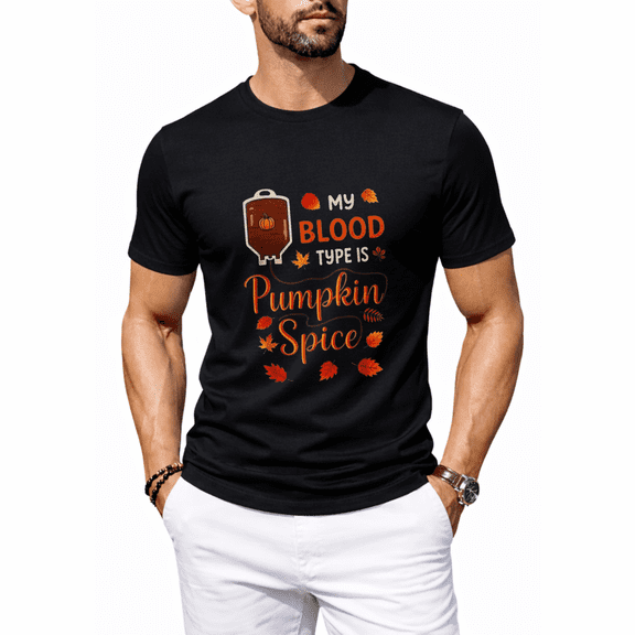 Men's Halloween and T-shirt, lover of pumpkin spice latte. Autumn short-sleeved casual shirt.