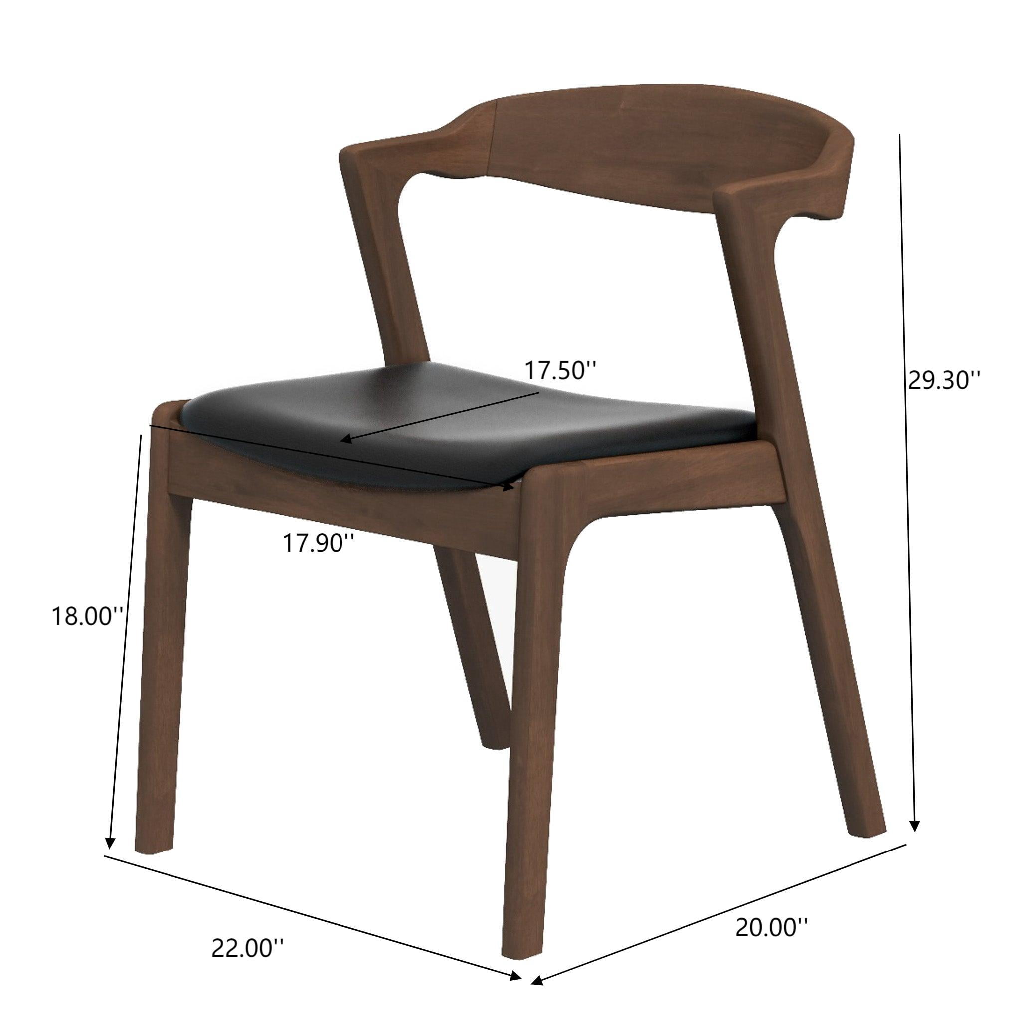 Euroco Wooden Dining Chairs Set of 2, Modern Kitchen Side Chair with Wood Legs,Brown