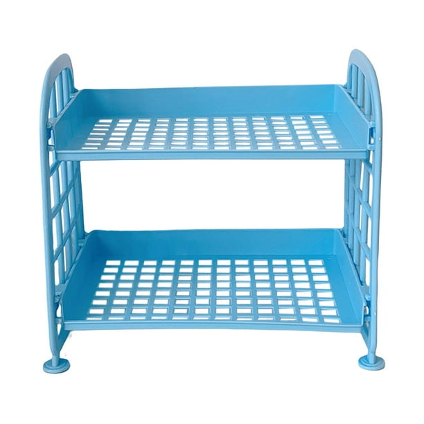 Estante de mesa para baño, bandeja de tocador, escritorio de oficina, soporte de almacenamiento, esquina de baño, estantes cosméticos, nivel para Azul shamjiam titular de maquillaje