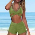 thumbnail image 4 of Sngxgn Bikini Set for Women Bathing Suit High Waisted V Neck Two Pieces Swimsuit(Green,M), 4 of 6