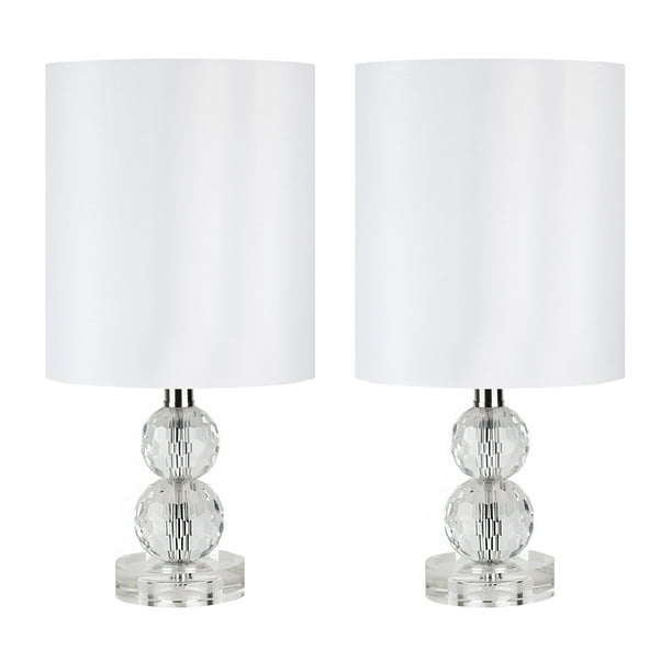 15 25 Small Genuine Crystal Accent Lamp Set Ft Stacked Faceted