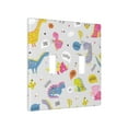 thumbnail image 2 of PAYOHTO Toggle Light Switch Wall Plate Cute Funny Kids Dinosaurs Colorful Double Switch Cover Standard Size 2-Gang 4.50" x 4.5" Unbreakable Polycarbonate Thermoplastic, 2 of 6