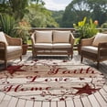 thumbnail image 5 of Retro Red Country Stars Washable Round Area Rug 8 ft, Faith Love Home Berries Vintage Wood Grain, Soft Non Slip Rugs Stain Repellent Indoor Felt Carpet for Living Dining Room Bedroom Home Office, 5 of 9