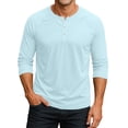 thumbnail image 2 of Hearthz Men's Baseball T-Shirts 3/4 Sleeve V Neck Button Up Henley Baseball Jersey Men Mens Casual Slim Fit T-Shirts Henley Shirts ,Light Blue M, 2 of 7