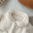thumbnail image 4 of Zwiiyzr 0-3T Toddler Baby Boy Girl Fall Winter Warm Outfit Bear Pocket Button Down Sherpa Fleece Jacket Elastic Waist Pants Set Kid Clothes White, 4 of 7