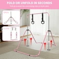 thumbnail image 5 of Gymnastics Bar for Kids,Adjustable Height Gymnastic Horizontal Bars with Bear Rings,Folding Junior Training Kip Bar for Kid Gymnasts, Child, Girl, Boy,Pink, 5 of 10