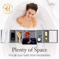 thumbnail image 6 of Bamboo Bathtub Tray Bath Caddy, Expandable Bath Tub Tray Wood, Bathtub Shelf Organizer Gray 29.5-42.9 Inch, 6 of 8