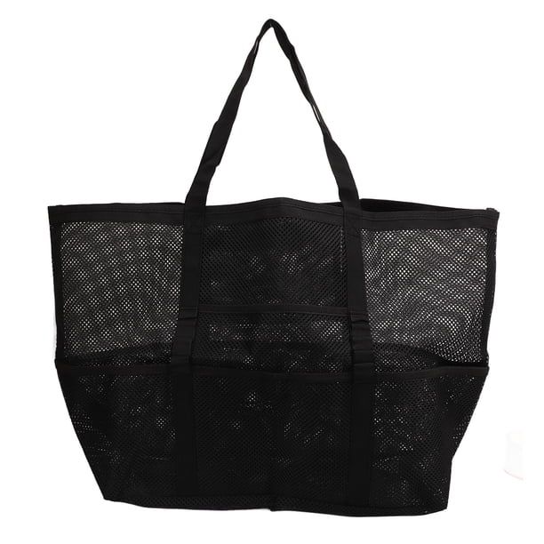 Bolsa de playa de malla, bolsa de playa de hombro, bolsillo de nailon, bolsa de playa de malla multifuncional, bolsa de playa de viaje, construcción resistente