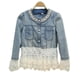 thumbnail image 1 of Chaqueta vaquera retro de talla grande para mujer, abrigo informal con encaje, 1 of 5