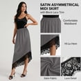 thumbnail image 6 of Shrysg Women's Casual Satin Midi Skirt with Elastic High Waist and Asymmetrical Hem for Daily Wear Gray, 6 of 6
