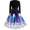 thumbnail image 5 of Odeerbi Christmas Dresses for Women Vintage Dress 2025 Long Sleeve O-Neck Evening Party Swing Dress, 5 of 9