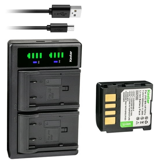 Kastar 1-Pack BN-VF707 Battery and LTD2 USB Charger Replacement for JVC GZ-MG67US GZ-MG70 GZ-MG70AA GZ-MG70E GZ-MG70EK GZ-MG70EX GZ-MG70EY GZ-MG70EZ GZ-MG70U GZ-MG70US GZ-MG77 GZ-MG77AA GZ-MG77AC