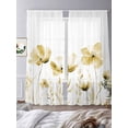 thumbnail image 2 of Yellow Spring Floral Sheer Curtains 108 Inch Length 2 Panels Set, Watercolor Botanical Summer Flower Voile Window Treatment Semi Sheer Long Curtains Drapes for Bedroom/Living Room/Kitchen 52"x108"x2, 2 of 7