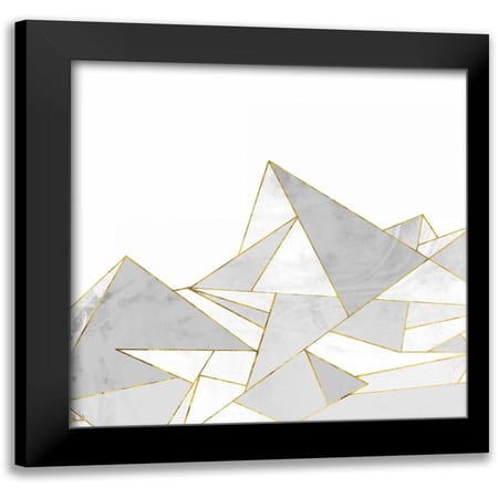 PI Studio 12x12 Black Modern Framed Museum Art Print Titled - Marbled Geo Mountains II