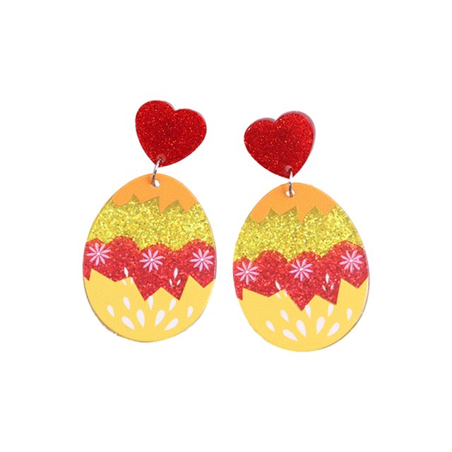 LYMAYTER Colorful Bunny Flower Pattern Earrings 1 Pair Easter Egg Earrings - Colorful, Bunny Pattern