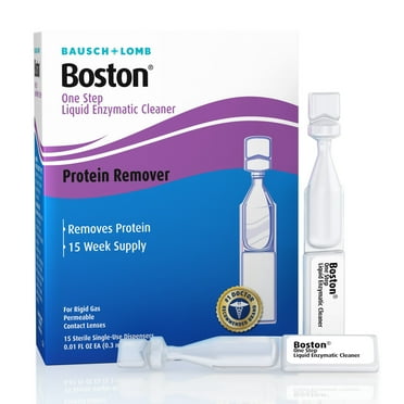 Boston One Step Liquid Enzymatic Contact Cleaner and Lens Solution For RPG, 0.01 fl oz, 15 Pack