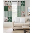 thumbnail image 2 of Boho Spring Floral Blackout Curtains for Bedroom/Living Room, Thermal Insulated Kitchen Curtains, Retro Flowers Plants Patchwork Grid Green Grommet Darkening Window Treatment Drapes 42"x63"x2, 2 of 8