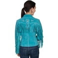 thumbnail image 2 of Scully Leather Womens Beaded Fringe Conchos Boar Suede Jacket Turquoise M, 2 of 2