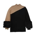 thumbnail image 2 of Alfani Womens Colorblocked Faux-Fur Cuffs Pullover Sweater, Beige, Large, 2 of 2