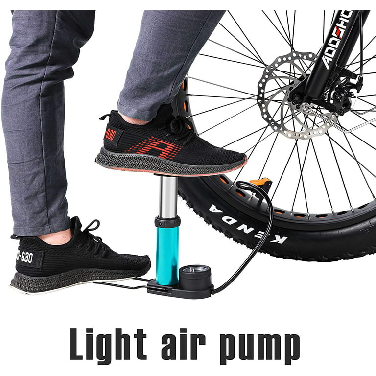 Addmotor Bike Pump, Mini Portable Bicycle Foot Pump with Pressure Gauge,  Bicycle Tire Air Pump, Blue 