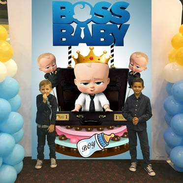 Boss Baby Backdrop for White Boy Banner Party Supplies Poster Movie Theme Background for Photography Kids Birthday Decorations