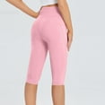 thumbnail image 4 of TFEOQRY Women's Yoga Pants Solid Colored Capris Pants with Pockets Medium Waist Trousers Pink, 4 of 8