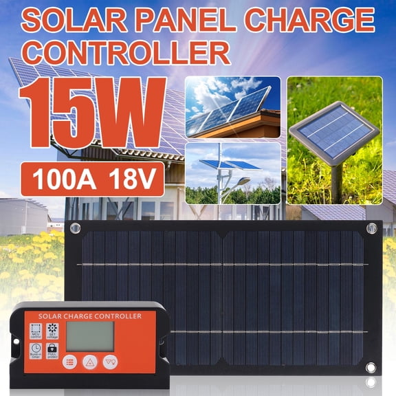 15W Solar Panel Kit, 18V 100A Trickle Charger Battery Charger Controller for Outdoor Camping Hiking Phone Charger