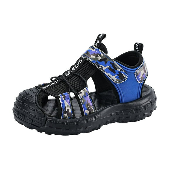 Zanarzt Kids Summer Shoes Boys Girls Summer Outdoor Athletic Sport Sandals Hiking Beach Casual Closed Toe Adjustable for Toddler/Little/Big Kids Blue,US 3