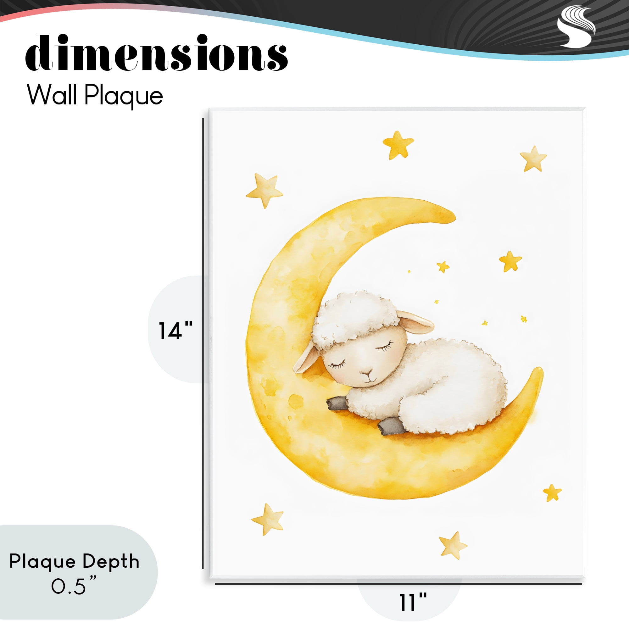 Stupell Industries Sleeping Sheep on Yellow Moon Wall Plaque Art, design by LSR Design Studio