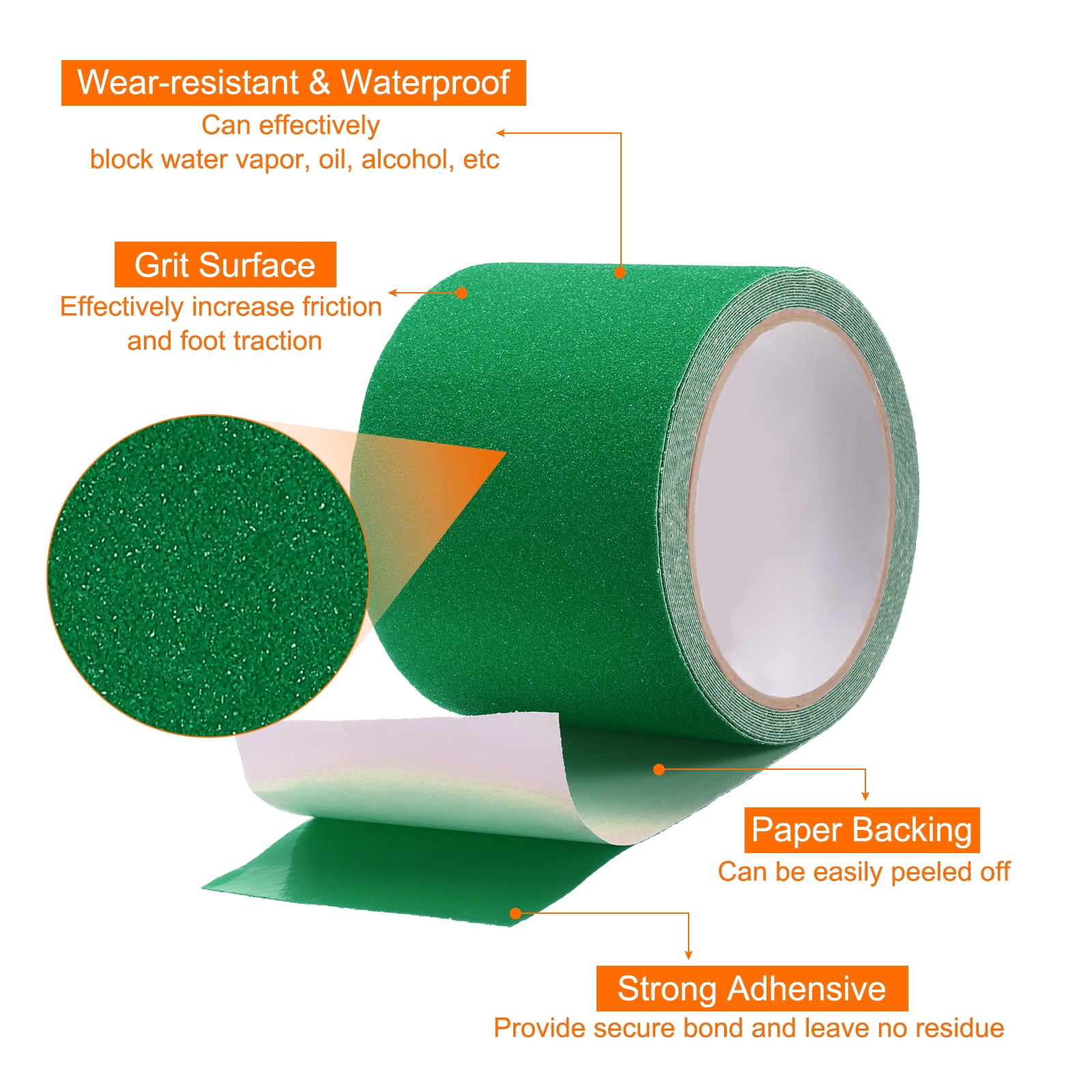 Uxcell Anti Slip Traction Tape 4" x 16.4ft Waterproof Non-Slip Grip Tape Non Skid Stair Treads Tape for Indoor Outdoor Stair Steps, Green