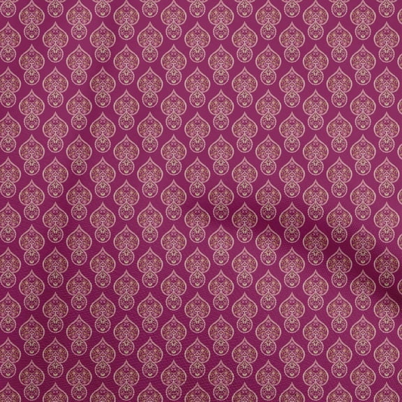 oneOone Georgette Viscose Dark Magenta Fabric Asian Floral Tiles Dress Material Fabric Print Fabric By The Yard 42 Inch Wide