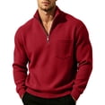 thumbnail image 2 of Mens Corduroy Quarter Zipper Sweater Pullovers Stand Collared Pullover Tops with Pocket for Work Everyday, 2 of 10