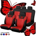 thumbnail image 4 of 9pcs Car Seat Cover Set Butterfly-Pattern Universal Car Seat Cover Full Set Auto Seat Cover Car Styling Interior Accessories(Red 9pcs), 4 of 8