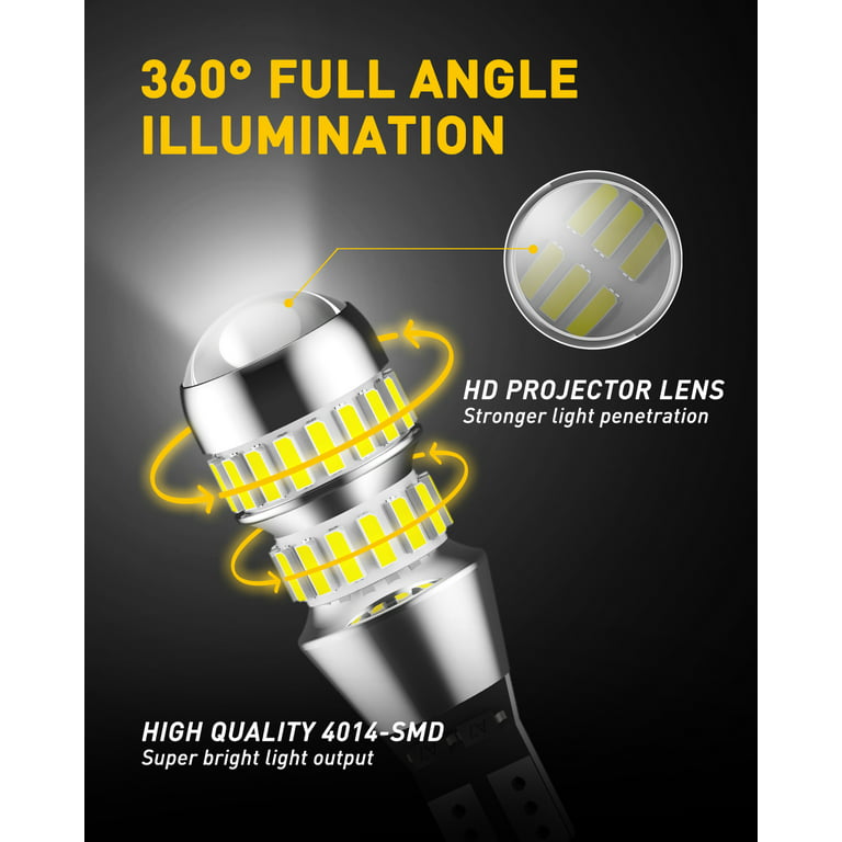 Alla Lighting CANBUS Error Free 921 912 906 T15 Super Bright 800 Lumens  6000K Xenon White High Power 2835 15-SMD LED Lights Bulbs for Back Up  Reverse