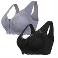 thumbnail image 1 of Tumotour 2PC Front Closure Bra for Women No Underwire Comfort Lace Wide Shoulder Strap Bra Full Coverage Seamless Soft Convenient Front Button Bras for Senior Everyday Life Sleep Walking Work, 1 of 4