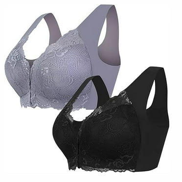 Lenpel Women's 2 Pc Front Closure Bras Wireless Comfort Support Full Coverage Lace Bralettes Soft Plus Size Bras