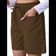 thumbnail image 1 of Pantalones Cortos Casuales Omen con Cordón Ajustable, Cintura Elástica Cómoda, Pantalones Cortos de Verano con Bolsillos, Color Café, L, 1 of 7