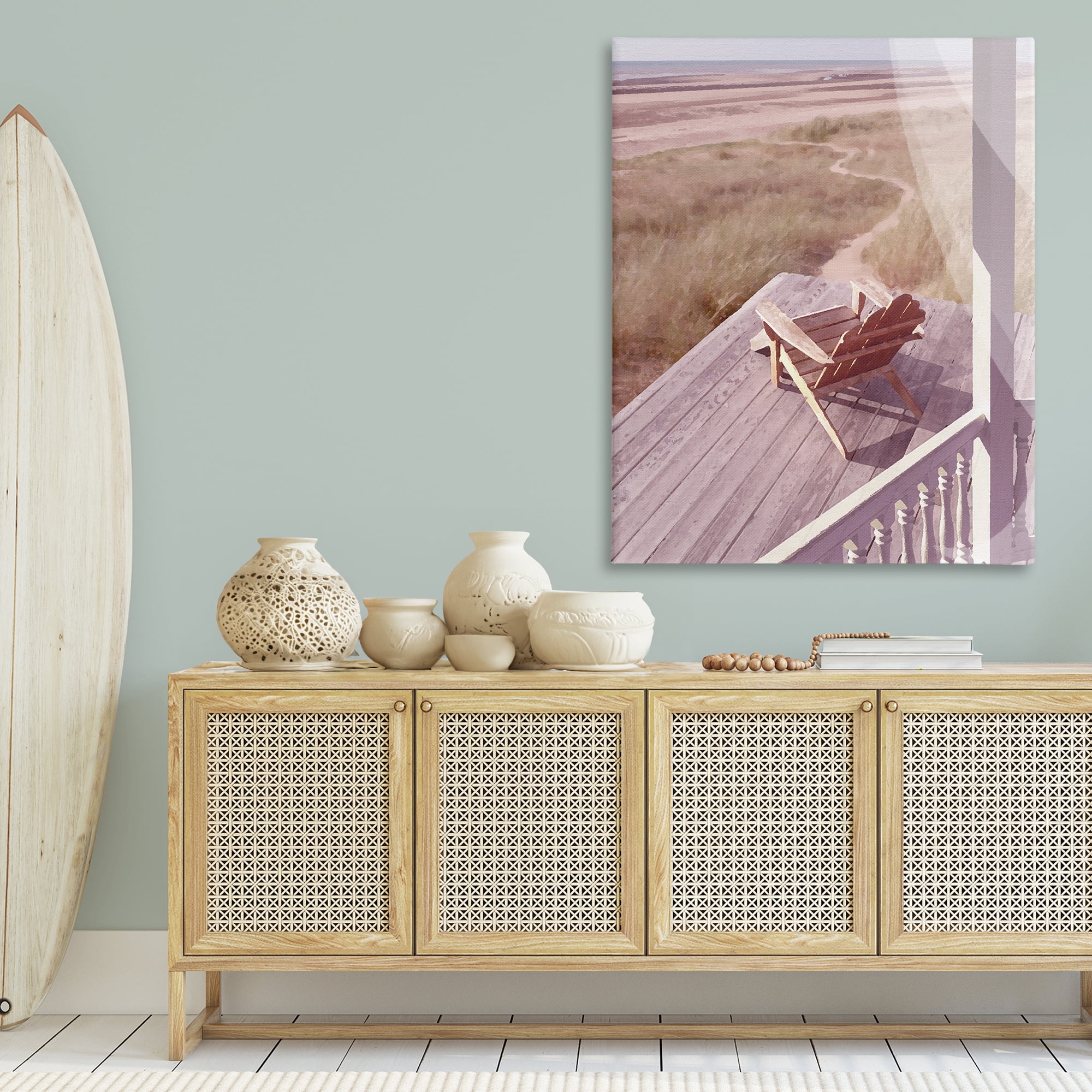 Stupell Industries Hamptons Beach Porch Landscape Painting Gallery Wrapped Canvas Art Print Wall Art, 36 x 48