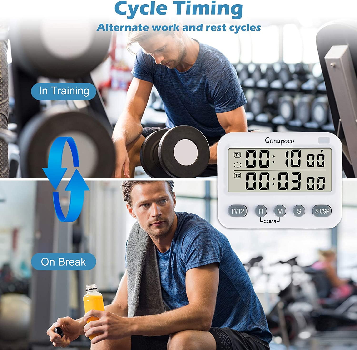 Dual Digital Timer, Kitchen Timer for Cooking, Magnetic Countdown Timer with Seconds