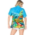 thumbnail image 3 of HAPPY BAY Women's Button Down Blouses Casual Summer Beach Party Blouse Shirt Hawaii Short Sleeve Tropical Vacation Button up Hawaiian Shirts for Women S Undersea, Blue, 3 of 3