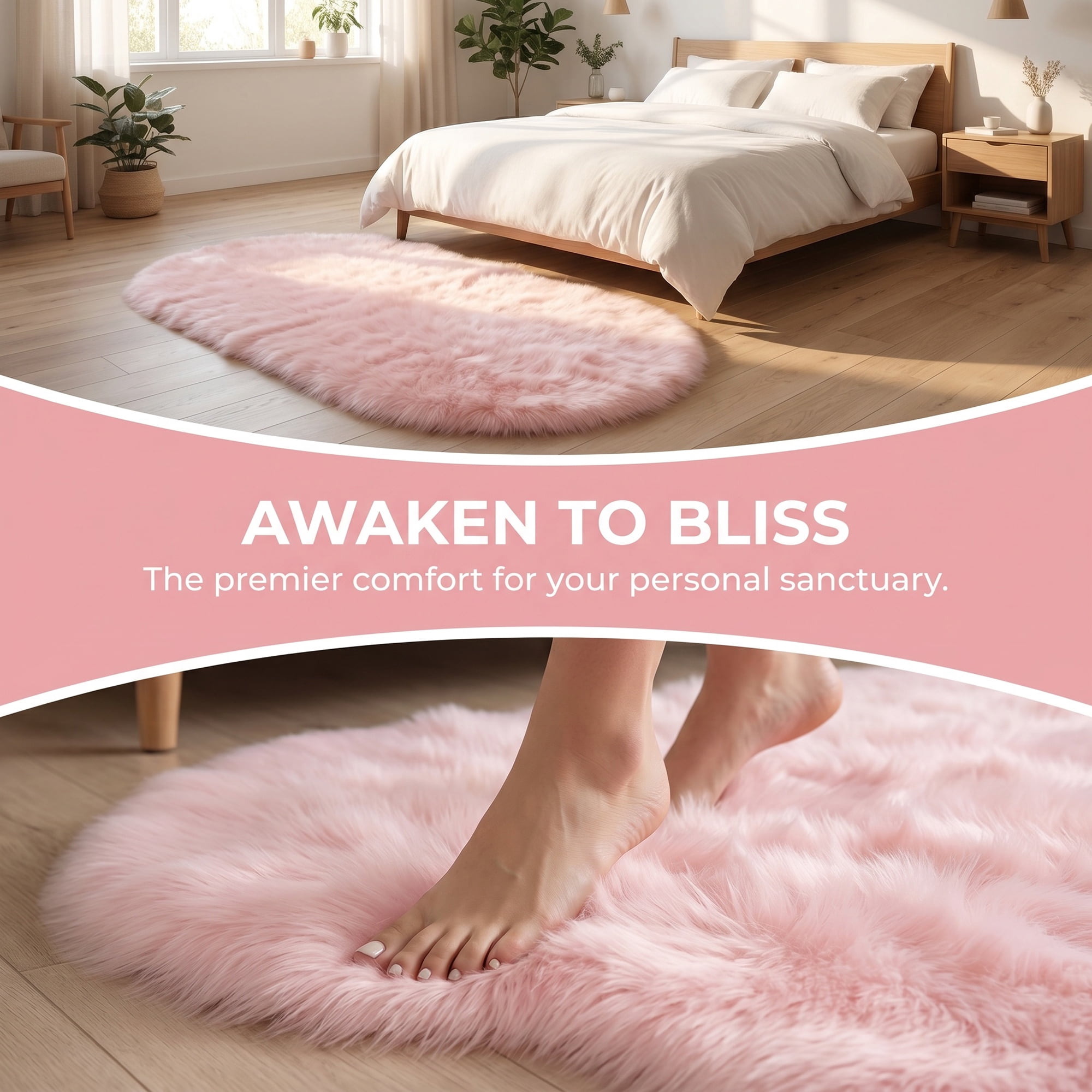 Unique Bargains Shaggy Area Rug Ultra Fluffy Non-Slip Fuzzy Carpet 24" x 16" Light Pink