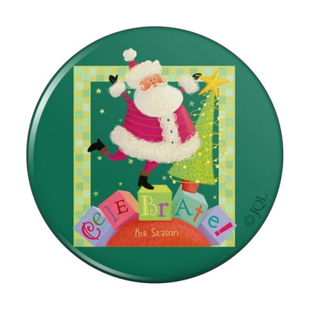 

Christmas Holiday Celebrate the Season Santa Blocks Kitchen Refrigerator Locker Button Magnet